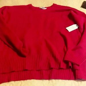 White dress red sweater